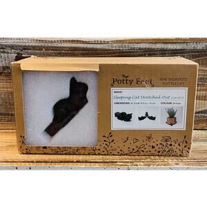 Set of 3 Potty Feet Bronze Color Sleeping Cat Plant Pot Risers